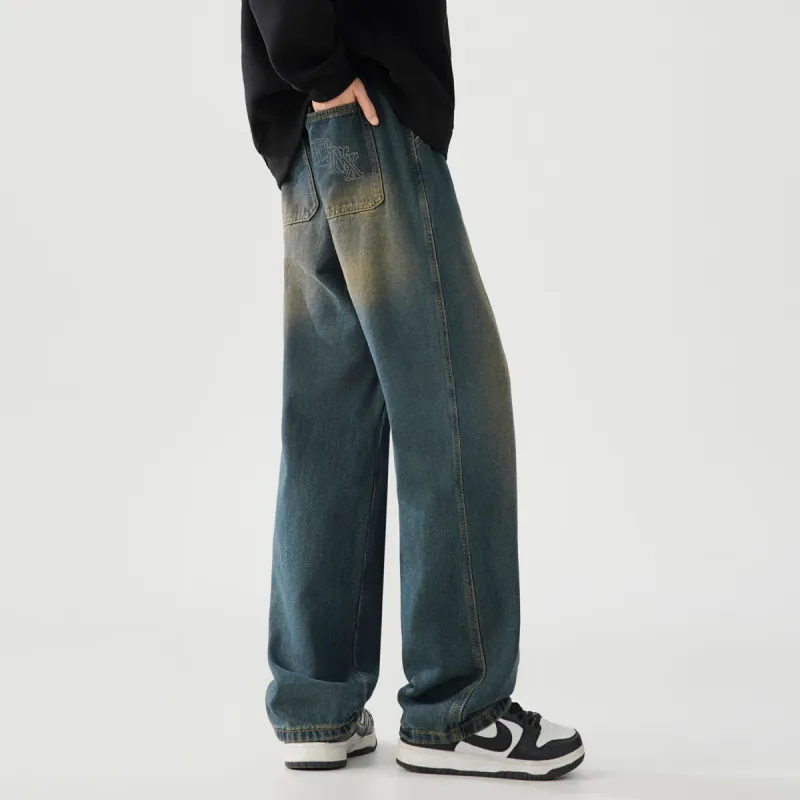 Qnxeey Jeans Unisex Green Light Brown-5