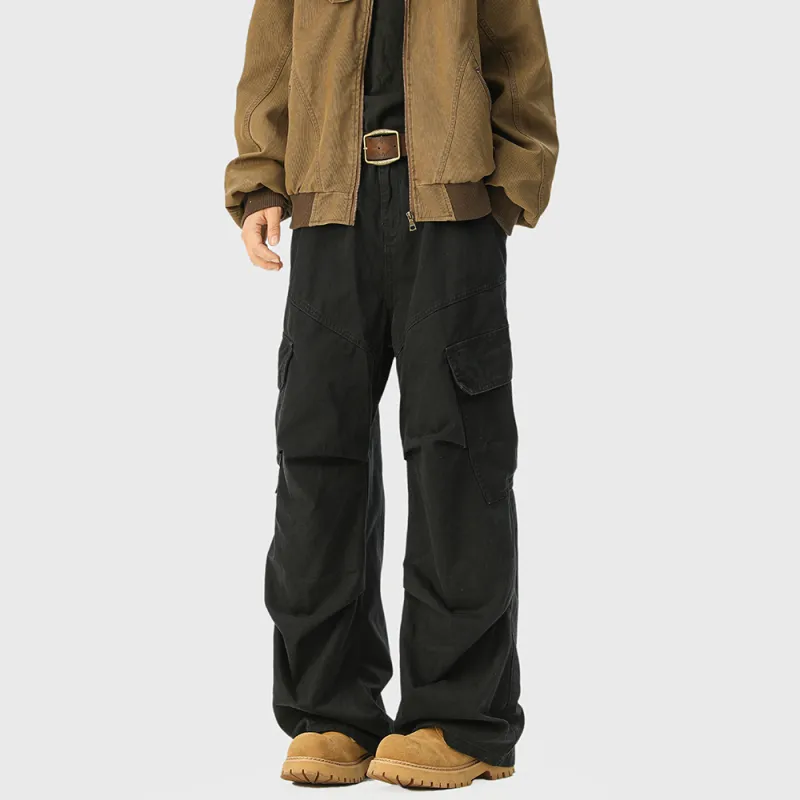 Qnxeey Cargo Pants Unisex Black-1