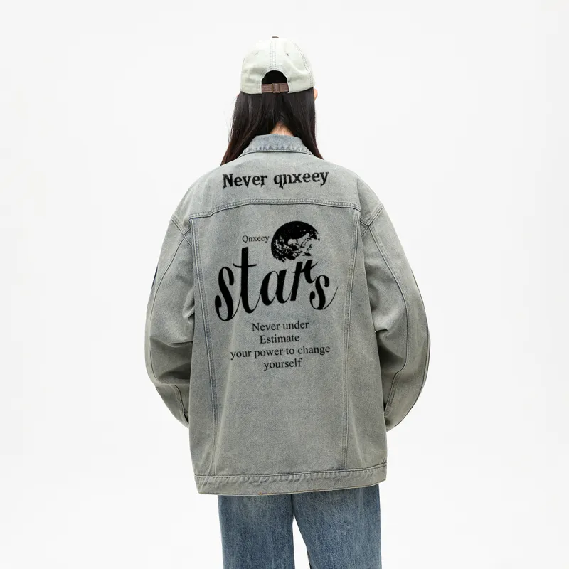 Qnxeey Denim Jackets & Coats Spring And Fall Season Unisex-9
