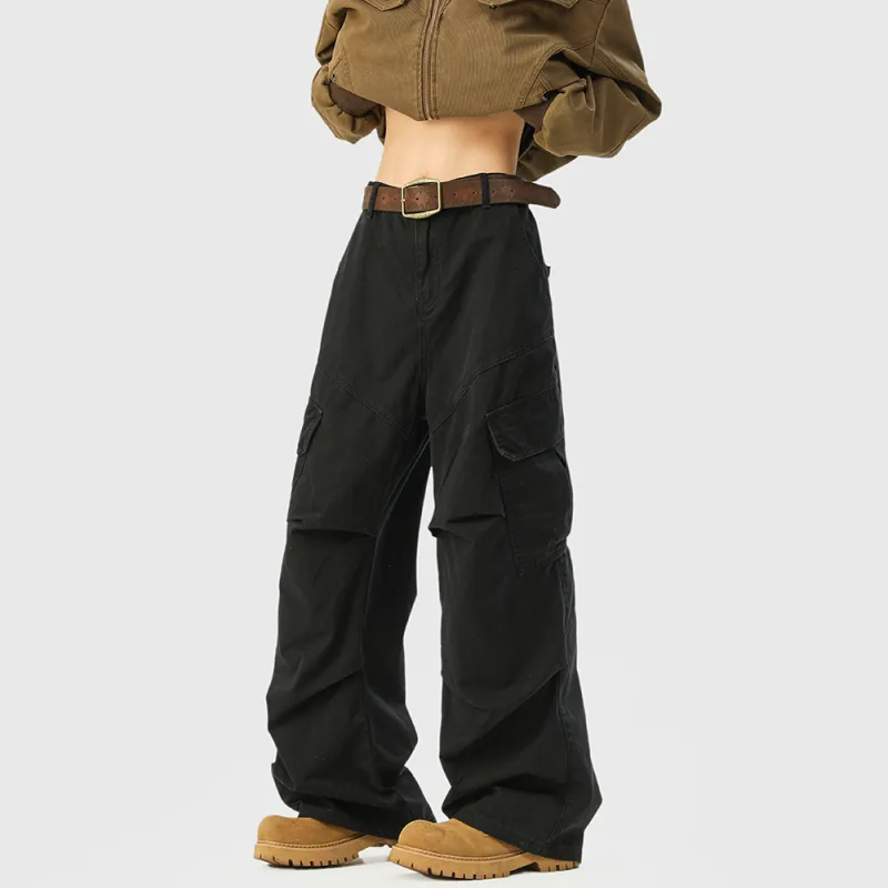 Qnxeey Cargo Pants Unisex Black-3