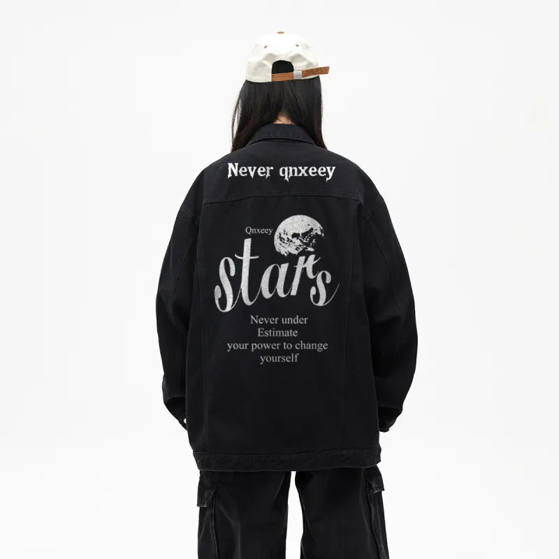 Qnxeey Denim Jackets & Coats Spring And Fall Season Unisex-6