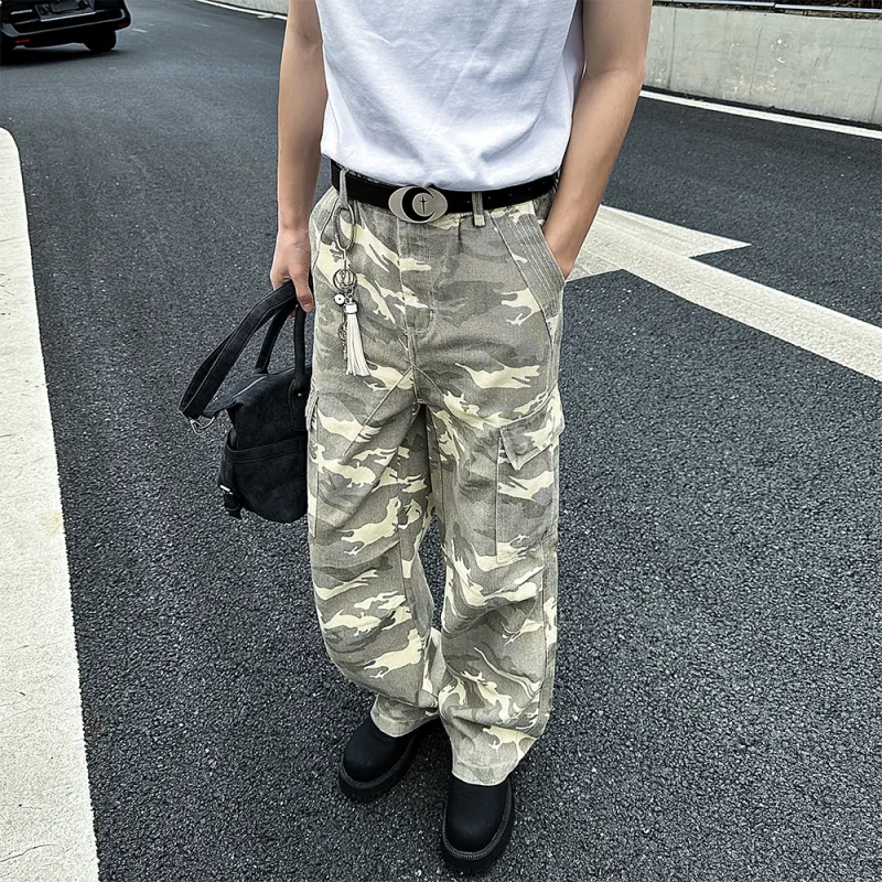 Qnxeey Cargo Pants Unisex Desert Camouflage-6