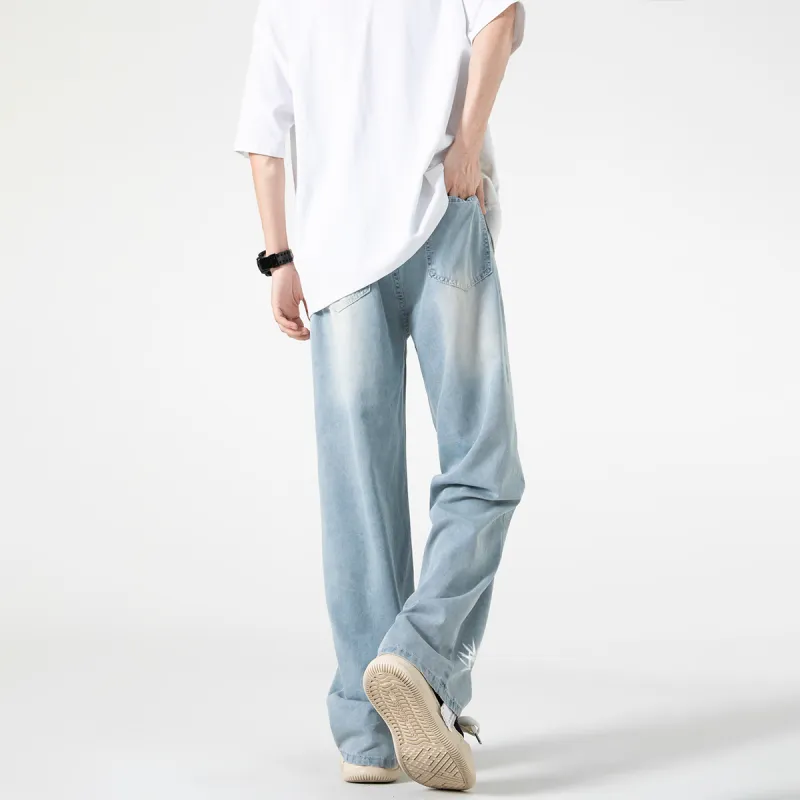 Qnxeey Jeans Unisex Light Blue-5