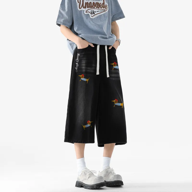 Qnxeey Denim Shorts Unisex-12