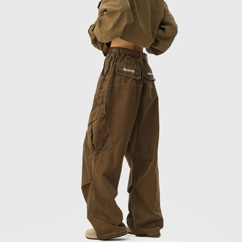 Qnxeey Cargo Pants Unisex Black-20