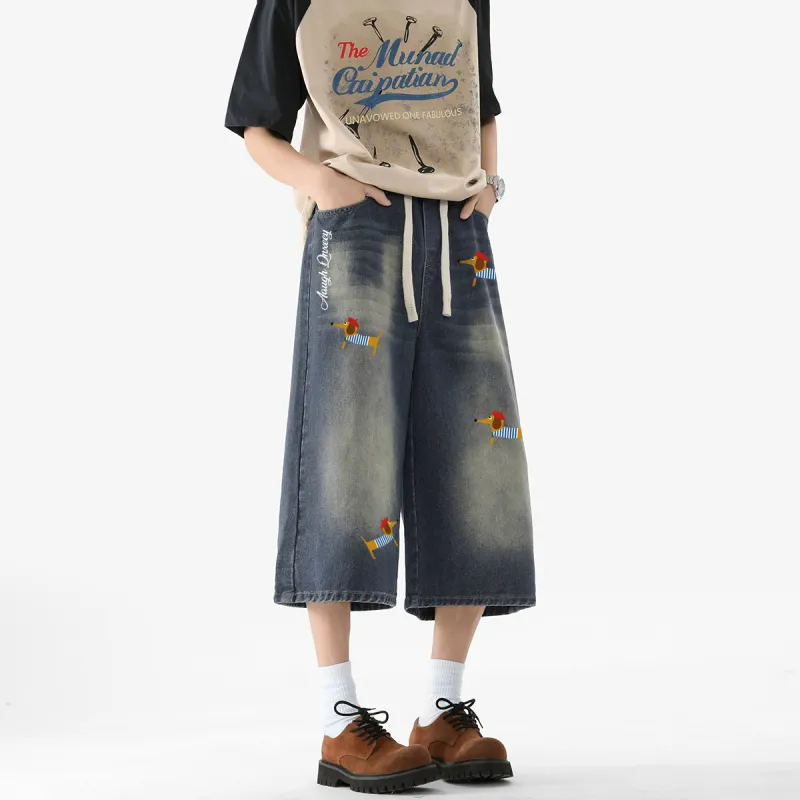 Qnxeey Denim Shorts Unisex-3