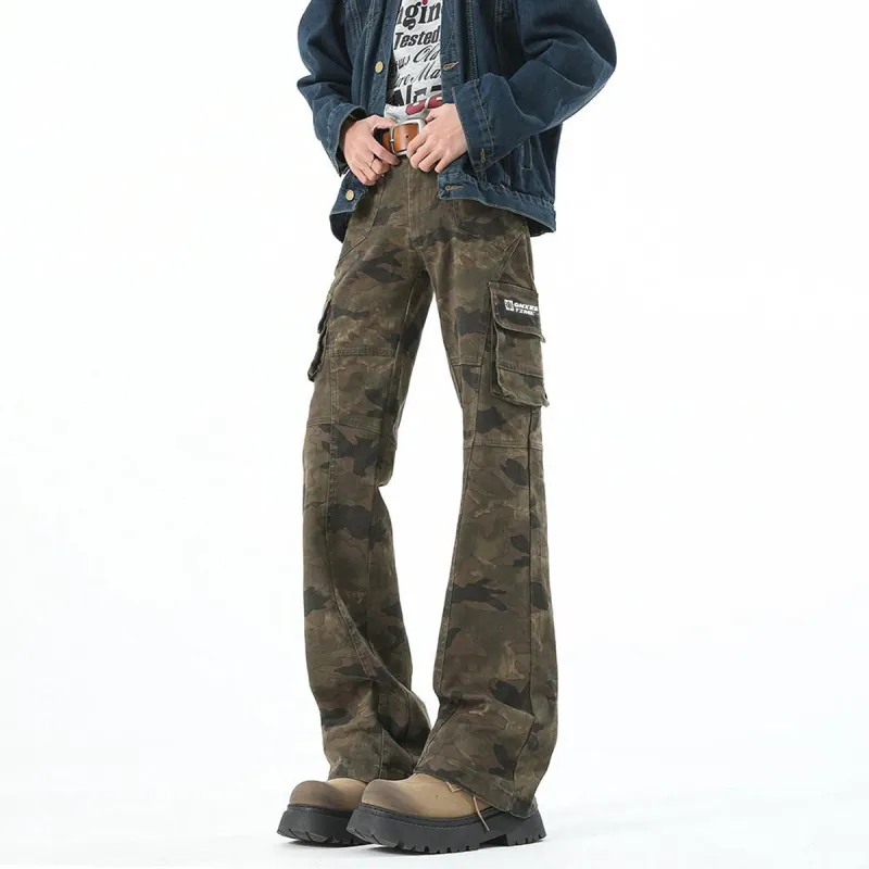 Qnxeey Cargo Pants Unisex Camouflage-2