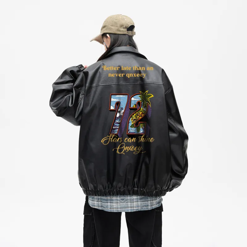 Qnxeey Leather Jackets Unisex-2