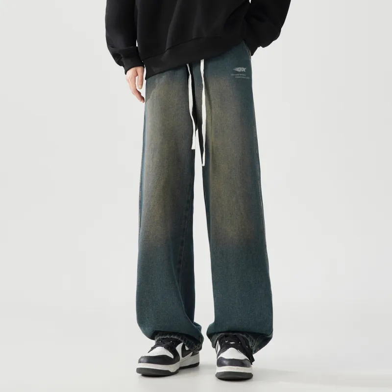 Qnxeey Jeans Unisex Green Light Brown-2