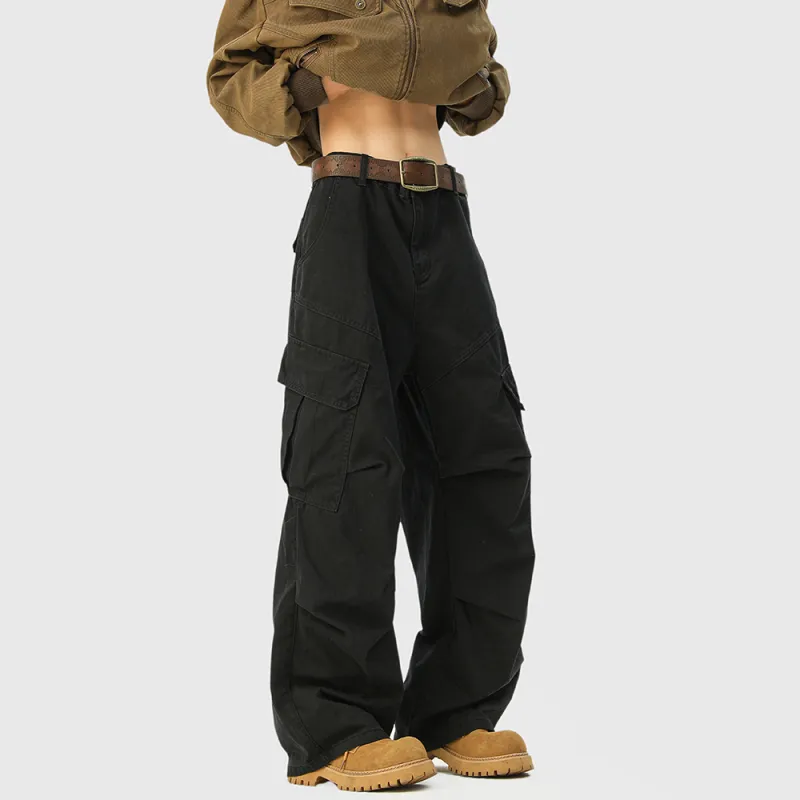 Qnxeey Cargo Pants Unisex Black-4