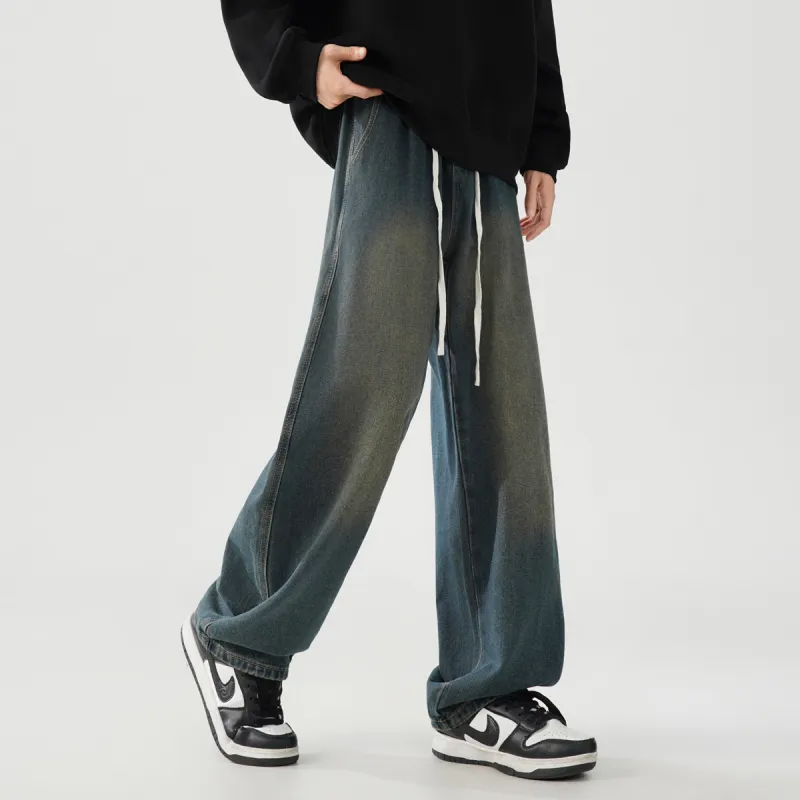 Qnxeey Jeans Unisex Green Light Brown-4