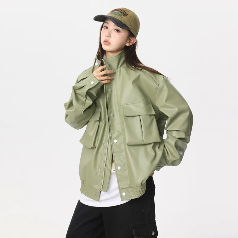 Qnxeey Leather Jackets Unisex-18