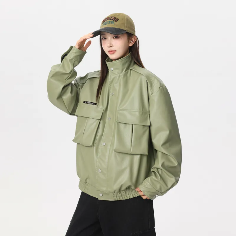 Qnxeey Leather Jackets Unisex-17