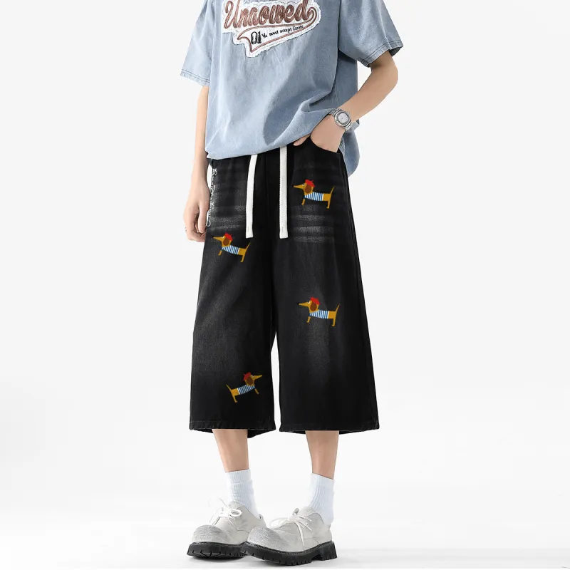 Qnxeey Denim Shorts Unisex-13