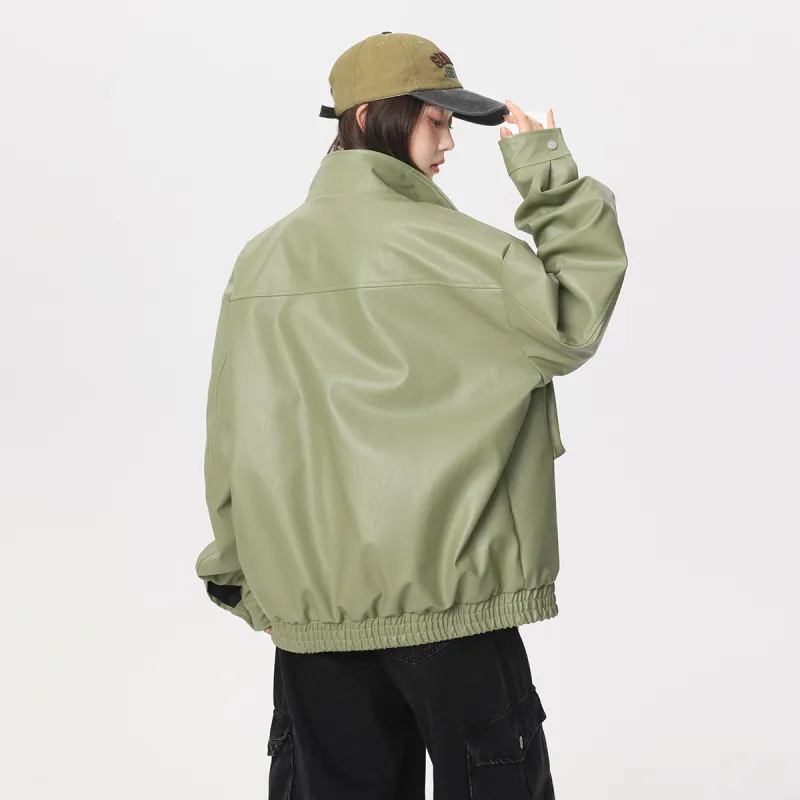Qnxeey Leather Jackets Unisex-19