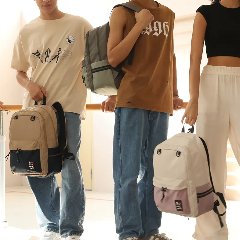 AOKING AK Polyester Backpack Medium Size Unisex Black Pink Khaki Army Green-6