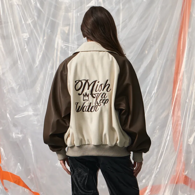Mishkanyc Baseball Jacket Unisex Khaki-2