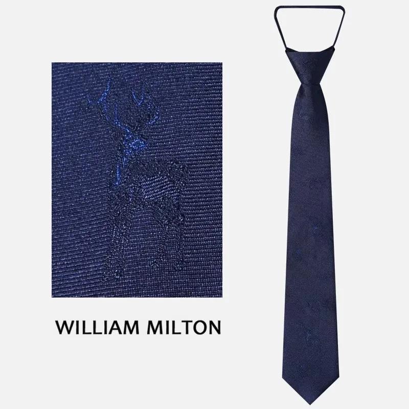 WILLIAM MILTON Silk Ties Men's Navy Blue Mulberry Silk High End Business Casual Accessories Box-1