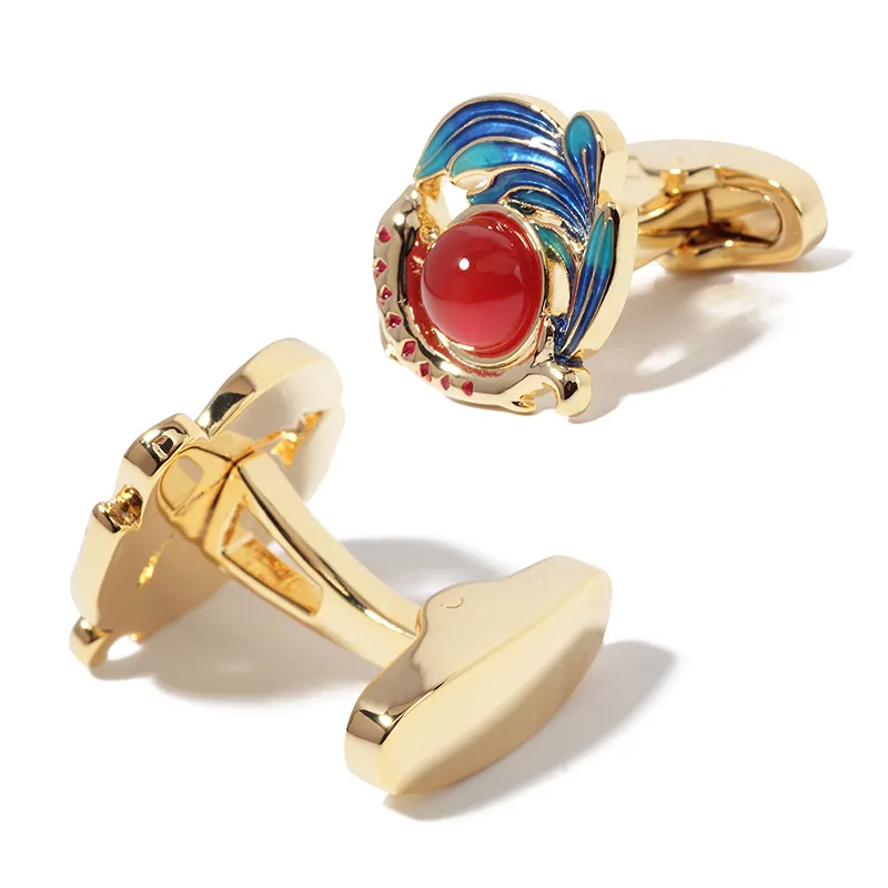WILLIAM MILTON Gemstone Cufflinks Men's Gold High End Luxury Business Classic And Versatile Cuff Pin Gift Box Set-2