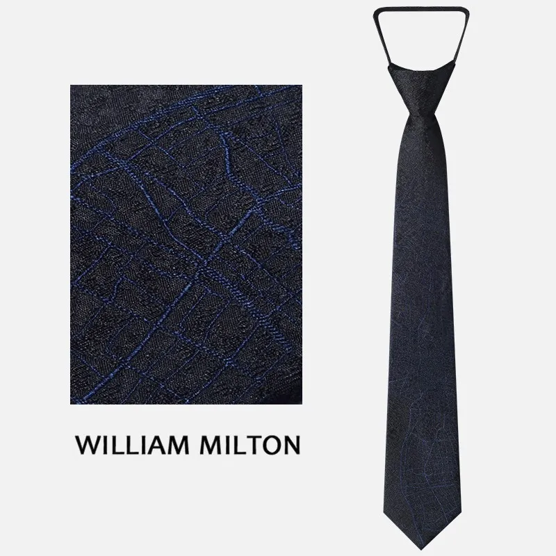WILLIAM MILTON Silk Ties Men's Dark Blue High End Mulberry Silk Accessories Gift Box Set-1