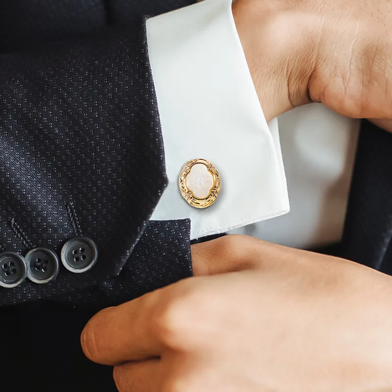 WILLIAM MILTON Light Luxury Cufflinks Men's French Shirt Cuff With Button High End Gift Box Set-2