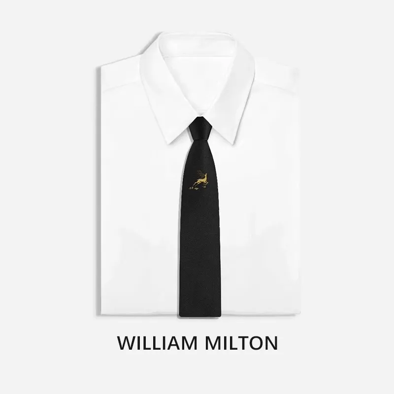 WILLIAM MILTON Mulberry Silk Ties Men's Black High End Business Formal Luxury Accessories Gift Box Set-1