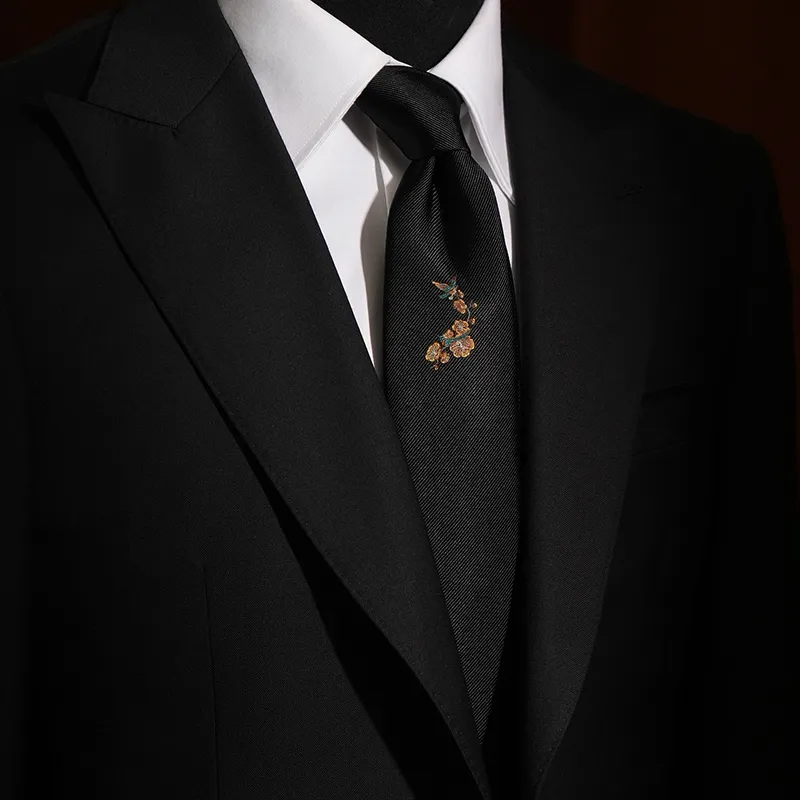 WILLIAM MILTON Mulberry Silk Ties Men's Black Accessories Business Casual Gift Box Set-2