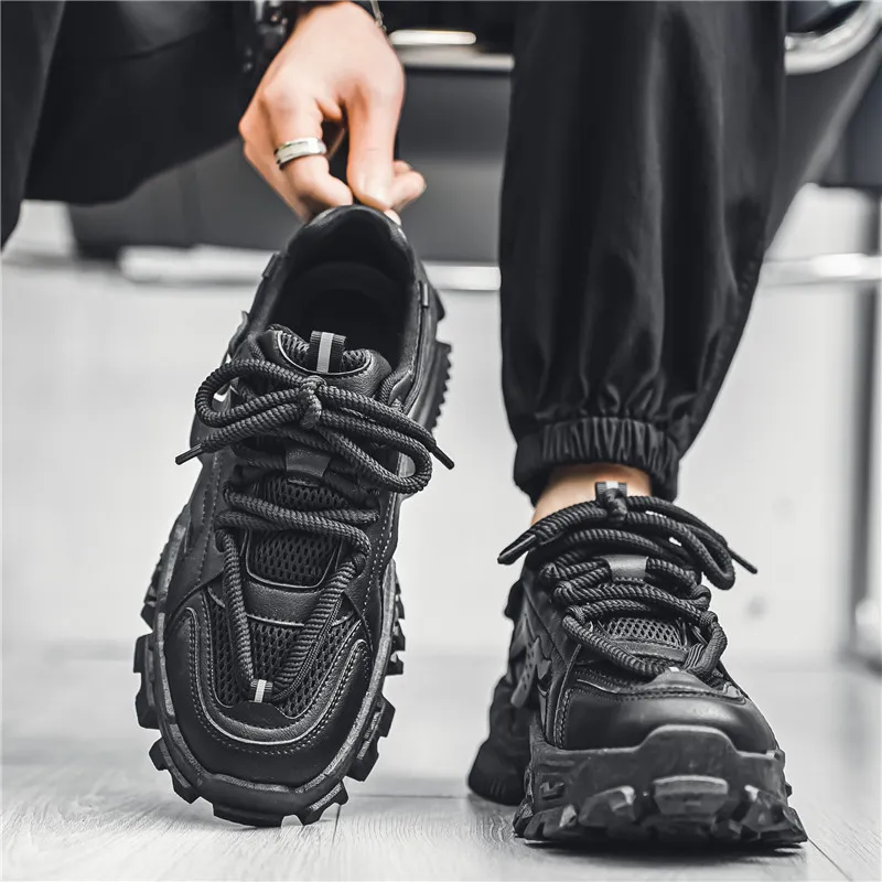 KEKAFU Anti Slip Wear Resistant Low Top Chunky Sneakers Men's-4