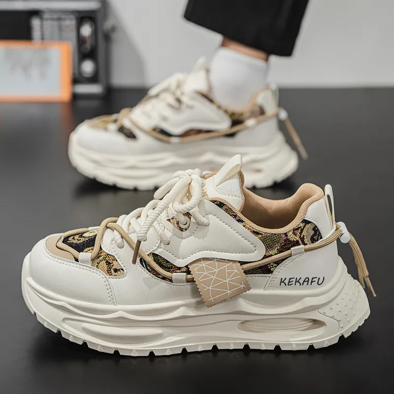 KEKAFU Cushioning Slip Resistant Height Increasing Low Top Chunky Sneakers Men's-4