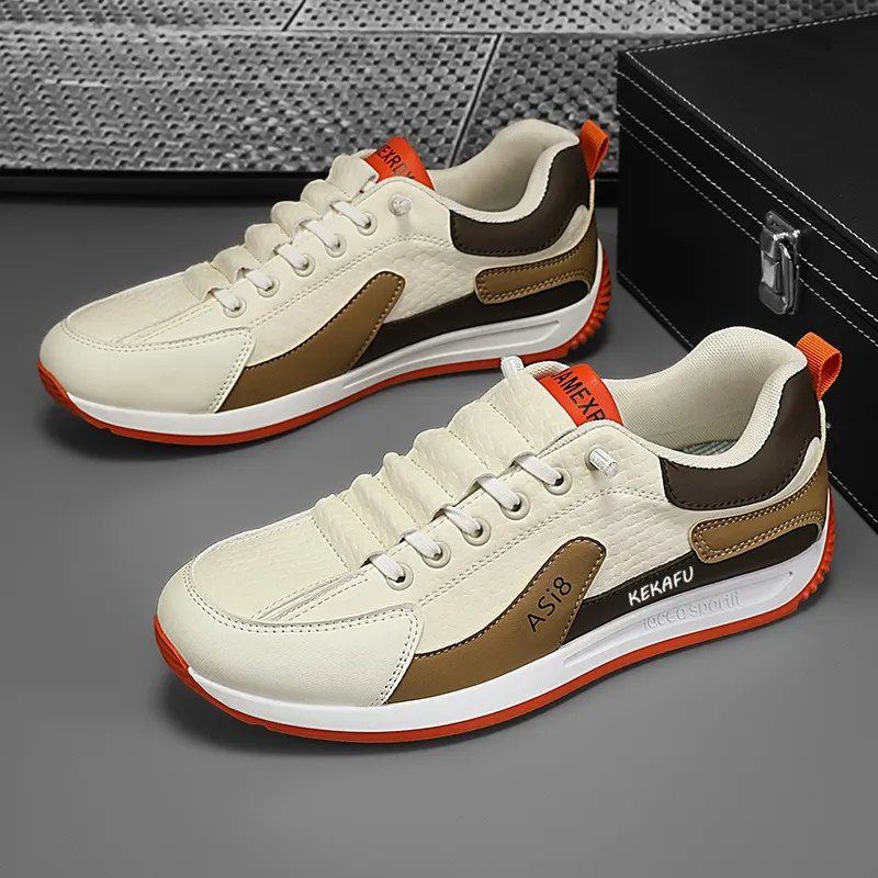 KEKAFU Casual Shoes Men Low Top White Orange/Light Gray Blue/White Blue-1