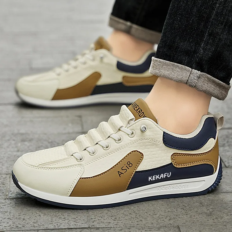 KEKAFU Casual Shoes Men Low Top White Orange/Light Gray Blue/White Blue-8