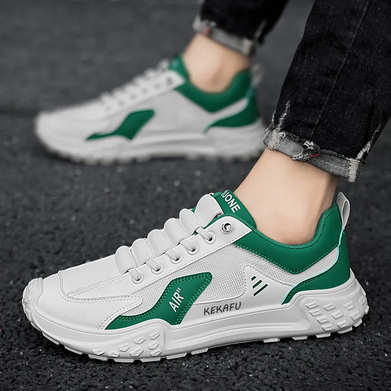 KEKAFU Casual Shoes Men Low Top White Black/White Green/Khaki-5
