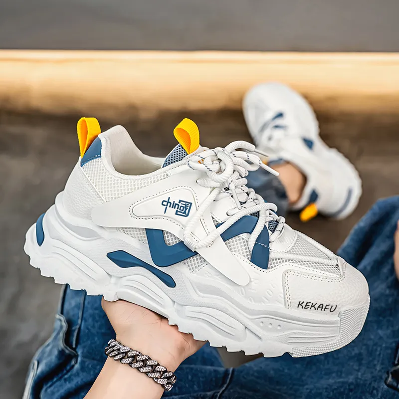 KEKAFU Anti Slip Wear Resistant Low Top Chunky Sneakers Men's-5