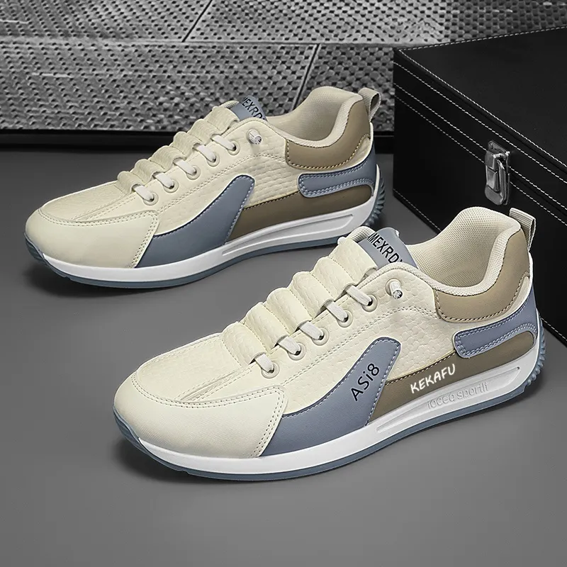 KEKAFU Casual Shoes Men Low Top White Orange/Light Gray Blue/White Blue-4