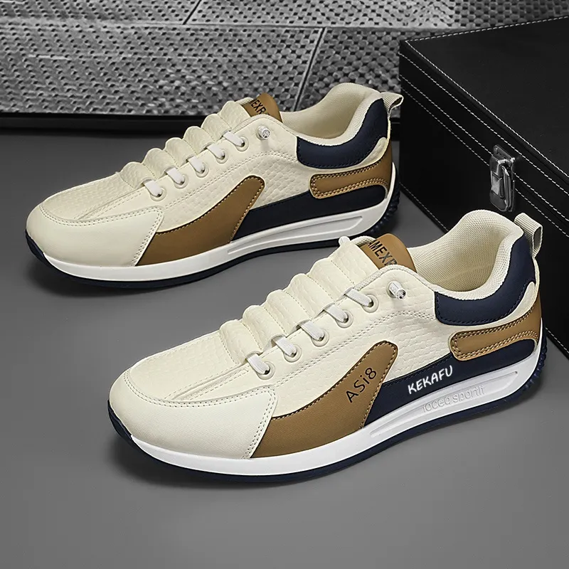 KEKAFU Casual Shoes Men Low Top White Orange/Light Gray Blue/White Blue-7