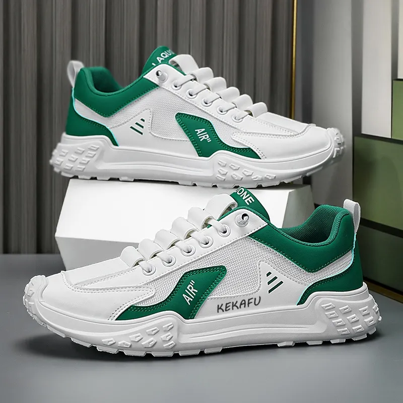 KEKAFU Casual Shoes Men Low Top White Black/White Green/Khaki-4