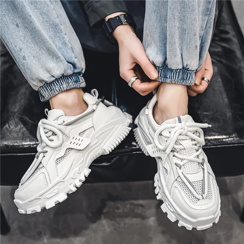 KEKAFU Anti Slip Wear Resistant Low Top Chunky Sneakers Men's-2