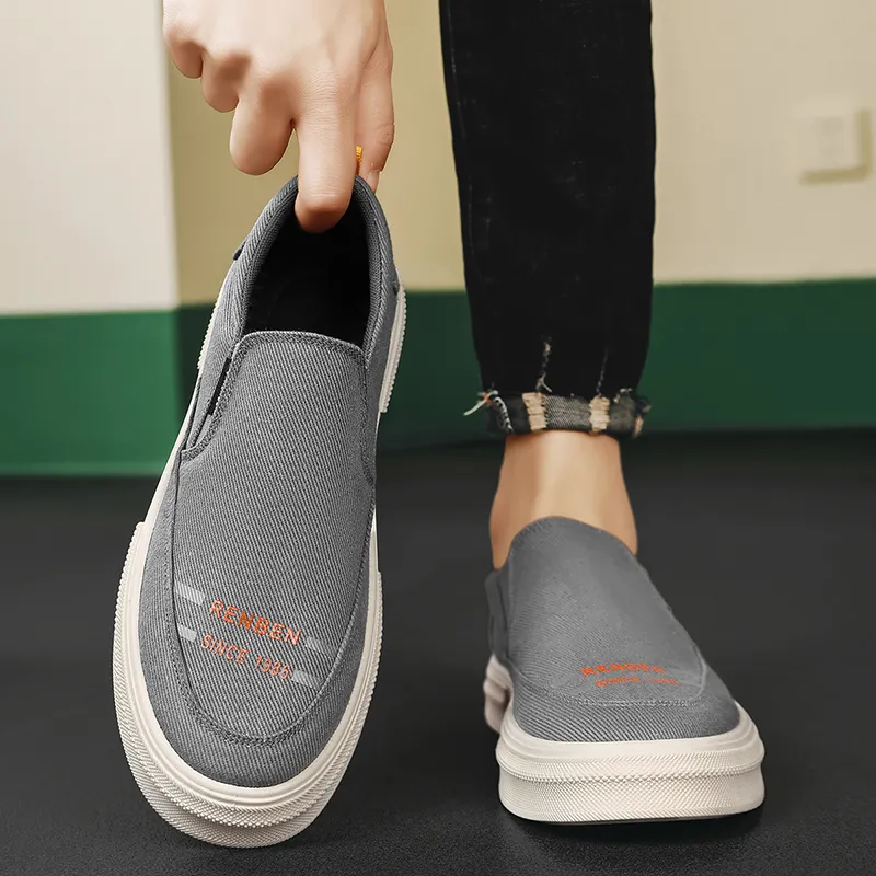 KEKAFU Anti Slip Wear Resistant Low Top Canvas Shoes Men's-5