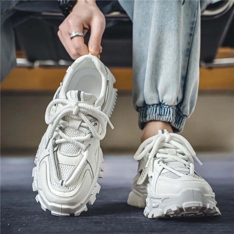 KEKAFU Anti Slip Wear Resistant Low Top Chunky Sneakers Men's-1