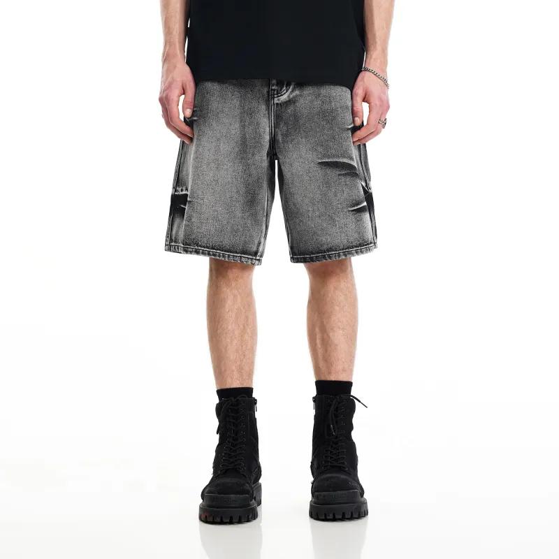 BJHG Denim Shorts Unisex Washed Black-2