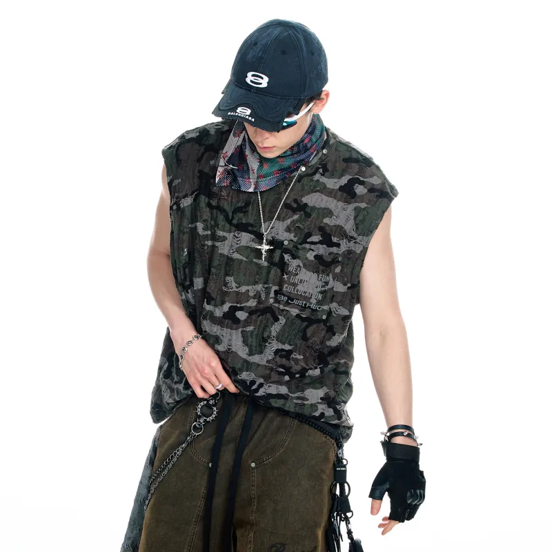 BJHG Tank Tops Unisex Camouflage Gray-4