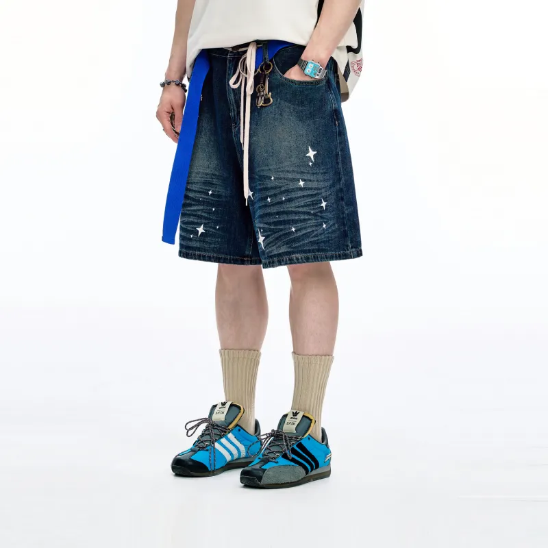 BJHG Denim Shorts Unisex Denim Blue-3
