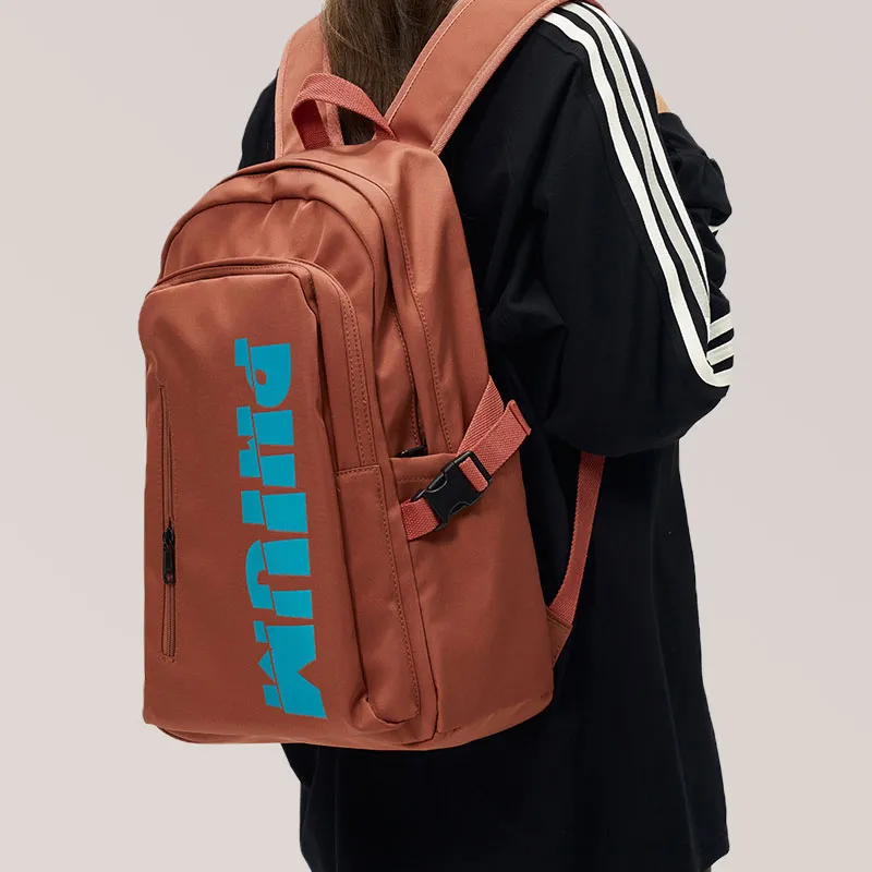 POY Nylon Fabric Backpack Medium Size Unisex Moon Gray/Strawberry Pink/Night Black-3