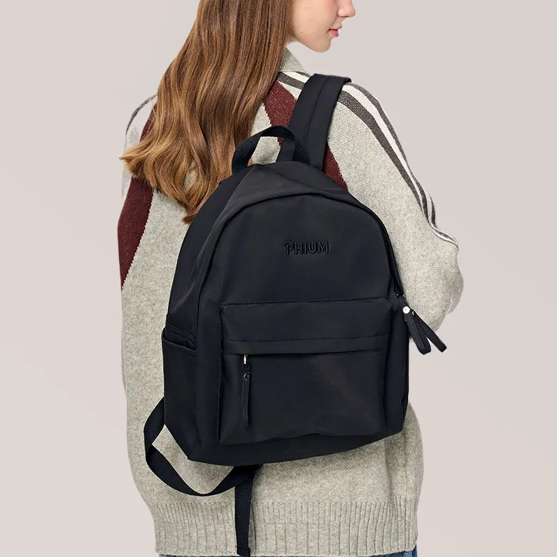 POY Nylon Fabric Backpack Medium Size Unisex Warm Brown Earth Tone-12