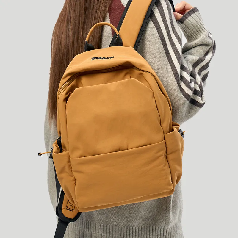 POY Nylon Fabric Backpack Regular Unisex Brown-2