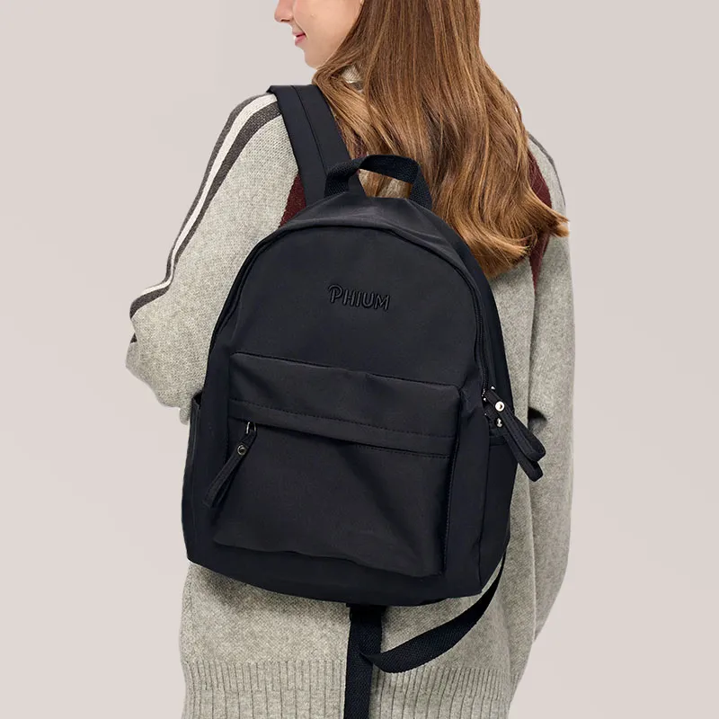 POY Nylon Fabric Backpack Medium Size Unisex Warm Brown Earth Tone-13