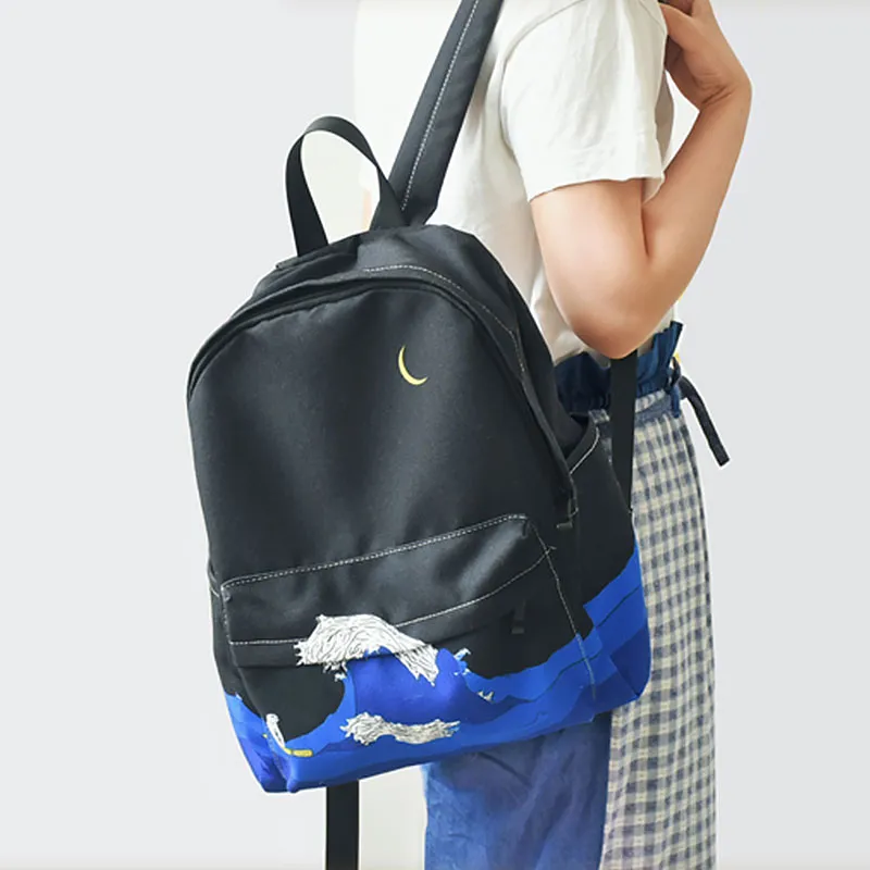 POY Oxford Backpack Unisex Surfing Bear-3