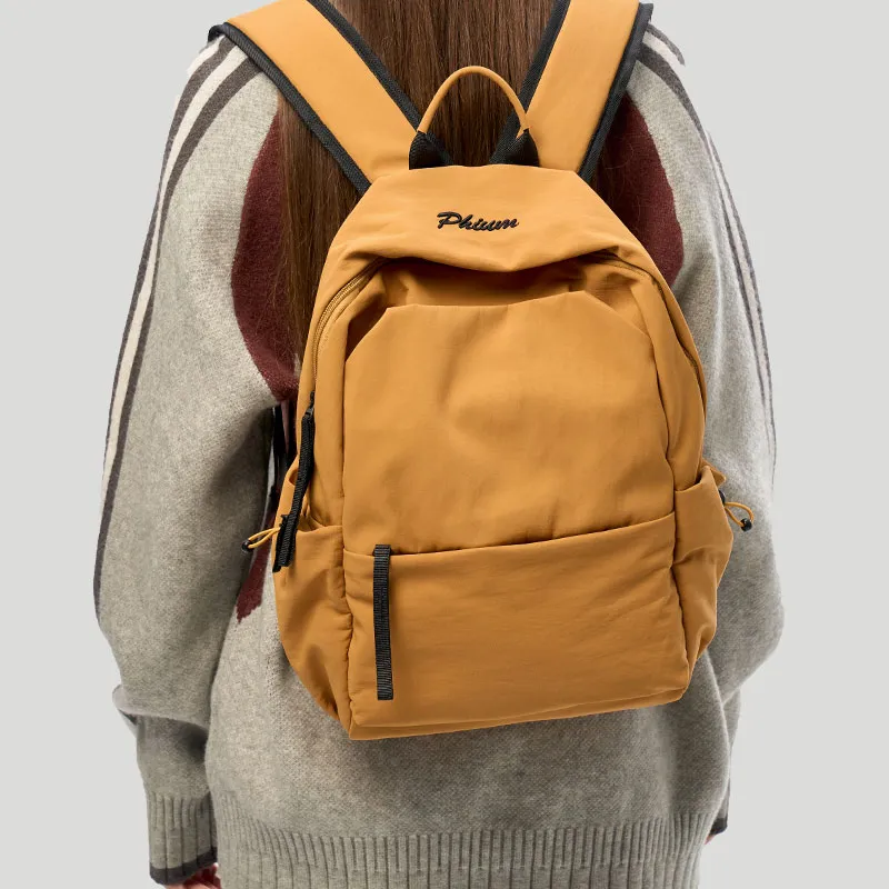 POY Nylon Fabric Backpack Regular Unisex Brown-4