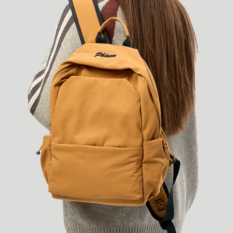 POY Nylon Fabric Backpack Regular Unisex Brown-5