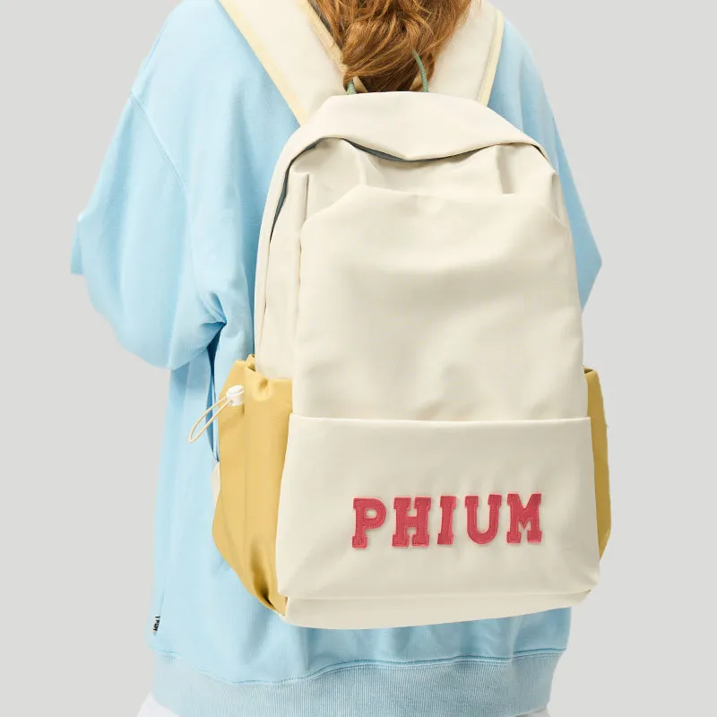 POY Nylon Fabric Backpack Medium Size Unisex Yellow-2